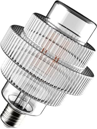 Crompton Lamps LED Decorative E27 Screw Bulb, 112mm x 160mm Art Deco Tiered Screw Filament Bulb, 4.9W 1800K Extra Warm White 470lm 40W Eqv, Clear Lightbulb, Pendant Light, Vintage Lamp, Hanging Lights