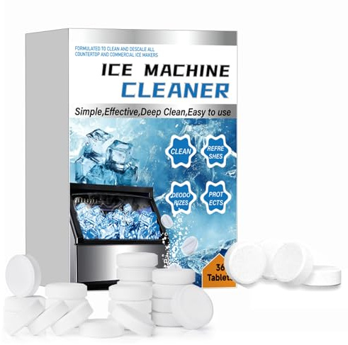 Bettinay 36 Pcs Ice Machine Cleaner, Deep Cleaning Effervescent Descaler Tablets for Ice Maker Hard Limescale and Mineral Buildup