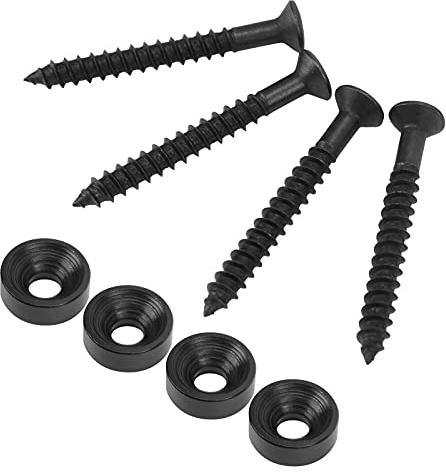 WALFRONT Gitarrenhals-Verbindungsbuchse, Metallhülse für E-Bass, 4 Sets mit Schrauben, Langlebiger Edelstahl, für DIY-Gitarrenreparaturen (BLACK)