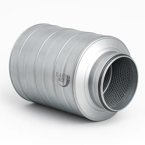 Easy Act Silencieux de 80 mm de diamètre, longueur 300 mm, silencieux tubulaire efficace en acier galvanisé pour réduire le bruit dans les systèmes de ventilation