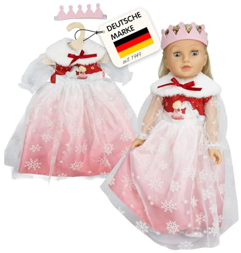 Heless 2680 - Puppenkleid Winterprinzessin Lumi in Weiß und Rosa, mit Krone und Plüsch-Cape, für Puppen der Größe 35-45 cm