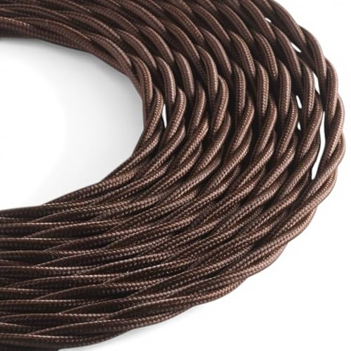 Klartext - CAVO TESSILE TRECCIATO 3 x 1.5 mm Marrone – 1 Blister da 3 mt. + 1 Blister da 5 mt. – Cavo Elettrico Rivestito in Seta per Impianti a Vista Vintage e Illuminazione