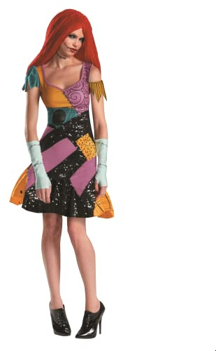 Disguise Tim Burtons The Nightmare Before Christmas Sally Glam Adult Costume, Yellow/Black/Purple, Small/4-6