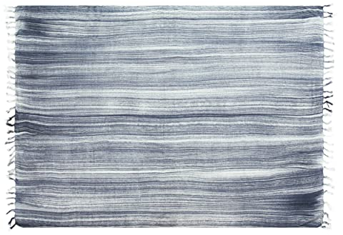 Ciffre Sarong Pareo Wickelrock Strandtuch Tuch Wickeltuch Handtuch Gratis Schnalle Schließe (Dunkel Blau Grau Streifen S7)