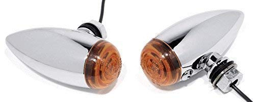 Chrom Mini Bullet Blinker Custom Chrom glatt plain für Harley-Davidson Motorrad TÜV ECE