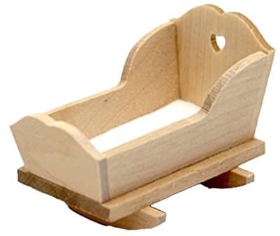 Dolls House Bare Wood Rocking Cradle Crib Unfinished Miniature Nursery Furniture