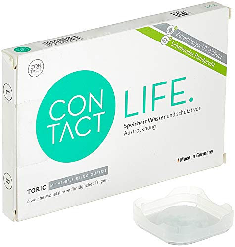 Contact Life toric Monatslinsen weich, 6 Stück / BC 8.60 mm / DIA 14.4 / CYL -0.75 / ACHSE 100 / -4.00 Dioptrien