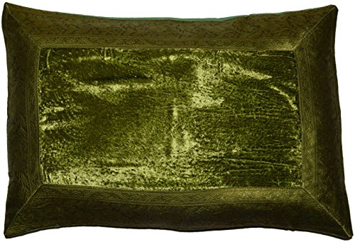 Deko-Kissenbezüge Kissenhülle Samt Brokat Asiatisch Indisch Orientalisch Bezug Kissen 60x40 cm (Grün)