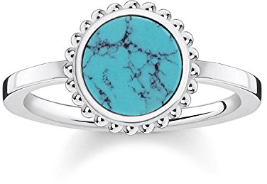 THOMAS SABO Damen-Ring Türkiser Stein 925 Sterling Silber Größe 52 TR2186-404-17-52