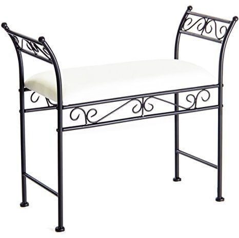 LOLAhome Banqueta pie de Cama de Metal Negra de 63x74x30 cm