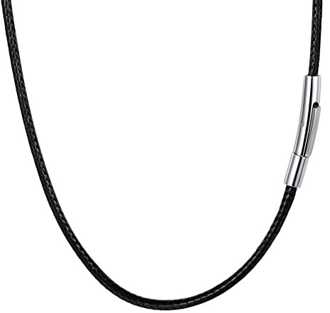 PROSTEEL Braided Faux Leather Choker Necklace for Men Long Rope Chain 28 Inch Collier Male