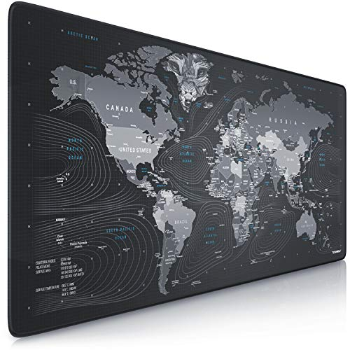 CSL-Computer TITANWOLF XXL Speed Gaming Alfombrilla de ratón – 900 x 400 mm – XXL Alfombrilla de ratón – Tamaño Grande – Mejora la precisión y la Velocidad – Antideslizante – Diseño Mapa Mundial