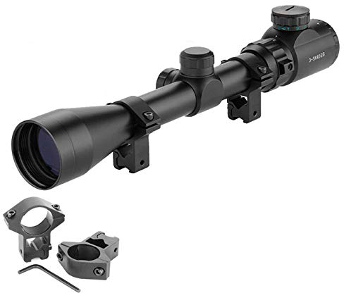 Aufun Zielfernrohr Luftgewehr 11mm Gewehrzielfernrohre mit Montage Schiene Montagen Rot Und Grün Punkt Visier Rifle Scope für Taktische Armbrust Jagd und Sport, 3-9x40EG-11mm