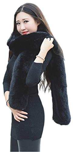 LDFWAY Écharpe longue en fausse fourrure pour homme et femme - Noir - Taille Unique