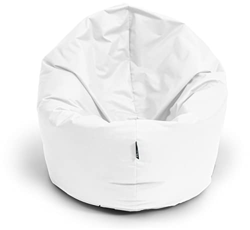 BuBiBag XXL Sitzsack, Riesensitzsack für Erwachsene - XXL Sitzsäcke, Sitzkissen oder Gaming Sitzsack, geliefert mit Füllung (145 cm Durchmesser, weiß)