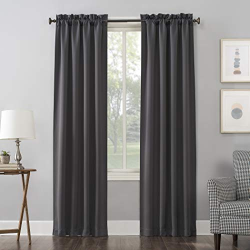 SUN ZERO Easton Verdunkelungsvorhang mit Stangendurchzug, Polyester, dunkelgrau, 40 W x 63 L (Pack of 1)