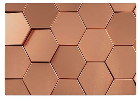 Glass Chopping Board Worktop Saver Kitchen Surface Heat Protector Rose Gold Pink Hexagon