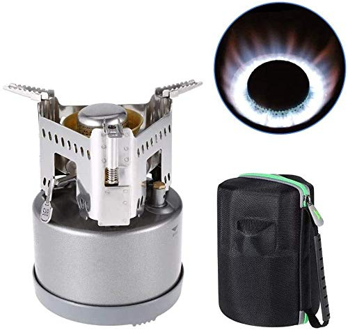 KDKDA Fornello da Campeggio Fornello a Gas Fornello in Acciaio fornello a Gas Ultra Leggero e Resistente Mini Cottura Impermeabile Antivento Escursioni Trekking Campeggio Argento