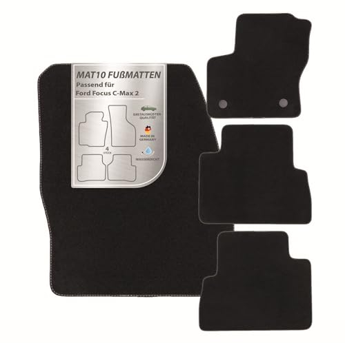 MAT10 – Auto-Fußmatten passend für Ford C-Max 2 (BJ 01/2012-05/2015, 5-Sitzer) aus Velours | 4-teiliges Automatten Set | langlebige Erstausrüsterqualität, Made in Germany