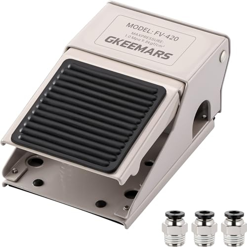 GKEEMARS Pneumatisches Fußpedalventil FV-420 6,35 mm NPT Gewinde Gummi rutschfeste Druckkontrolle Fußschalter Pedal 2 Position 4 Wege