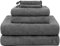 KinHwa Handtuch-Set Premium 100% Mikrofaser 2 Badetücher 76x152cm + 2 Handtücher 40x76cm + 2 Make-up-Entferner Tücher 15x30cm - weich und saugstark 6 Pack Dunkelgrau