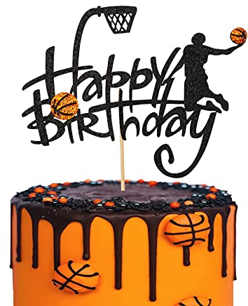 Basketball-Kuchenaufsatz Happy Birthday, Basketball-Thema, Kuchendekoration für Männer, Sport, Jungen, Geburtstagsfeier, Sportveranstaltung, Partyzubehör