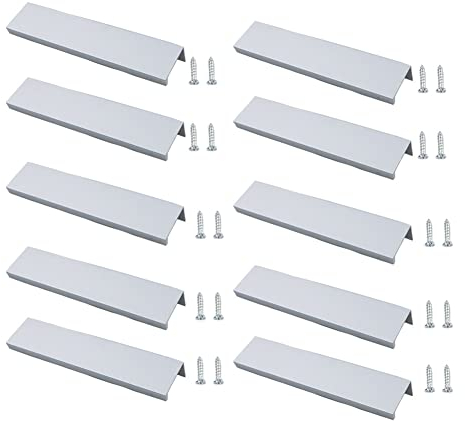 JNRFTY 10pcs Poignée d'Armoire,Poignées de Meuble Pour Tiroir, Armoire, Tiroir, Placard de Cuisine,Distance du Trou-96mm,Argent