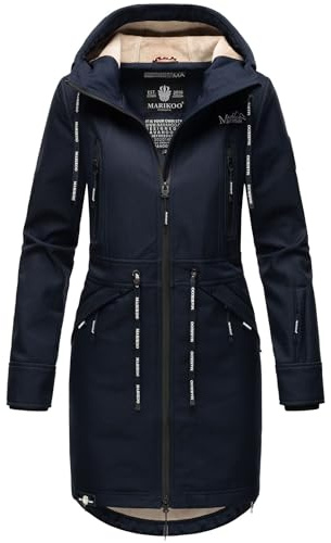 MARIKOO Damen Softshell Jacke Outdoor Funktionsjacke wasserabweisend mit warmen Teddyfleece B886 [B886 - Navy Größe XL - Gr. 42]