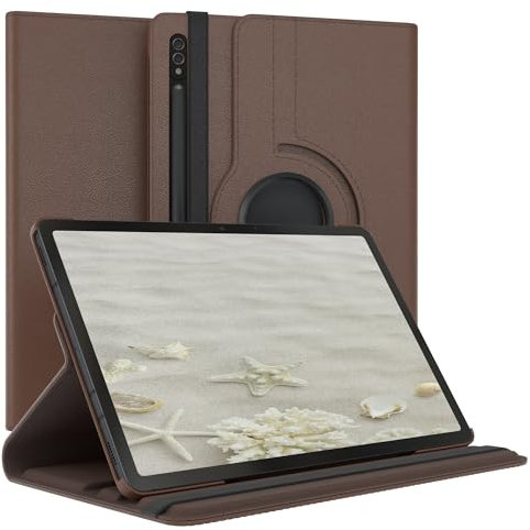 EAZY CASE - Custodia per Samsung Galaxy Tab S8 / S7 tablet Cover protettiva Smart Cover Supporto rotante Astuccio pieghevole 360° girevole con funzione stand Similpelle Marrone