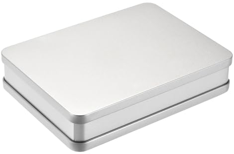 sourcing map Metalldosen mit Deckel, 1 Stk. Kleine Blechdose 18.8 x 13.8 x 3.8 cm Metalldose für Süßigkeiten und kleinen Gegenständen - Silber