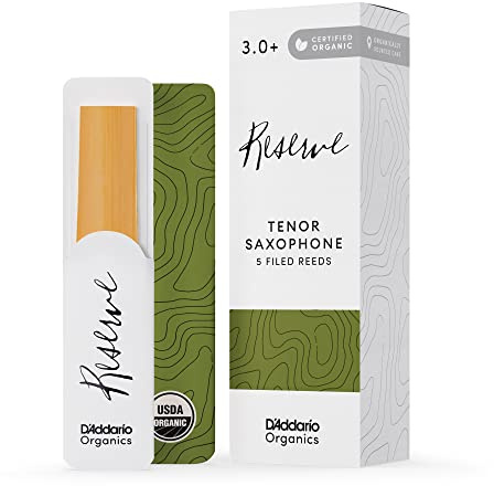 D'Addario Organic Reserve Tenor Saxophone Reeds - Sax Reeds - Individually Sealed - 3.0+ Strength, 5 Pack