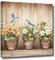 LZIMU Rustikales Bauernhaus Bild auf Leinwand Kolibris und Blumen Landhaus Leinwandbild für Küche Badezimmer Wanddekoration Gerahmt (30x30cm)
