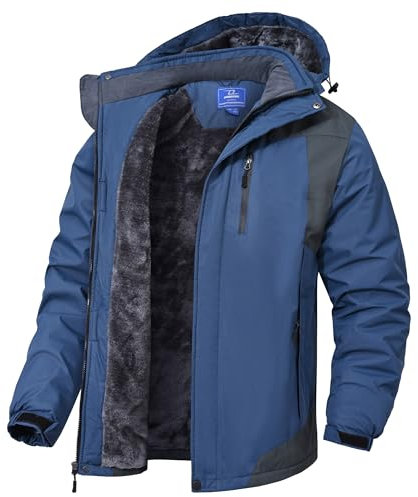 Zzkouine Herren 3in1 Jacket, wind- und wasserdichte Winterjacke aus 4-Wege-Stretch mit abnehmbarer Kapuze, belüftete und wasserdichte Jacke für Wanderungen und andere Outdoor-Aktivitäten-Blue-2XL