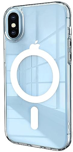 Mixroom - Cover Magnetica per iPhone X/XS, Compatibile con MagSafe, Ricarica Wireless, Custodia Antiurto Telefono, Retro AntiGraffio Trasparente