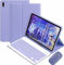CLALOC Funda con Teclado para Samsung Galaxy Tab A7 2020 De 10,4 Pulgadas Y Soporte Incorporado para S Pen -Smart Cover Delgada con Teclado Bluetooth Desmontable para Galaxy Tab A7 2020,Púrpura