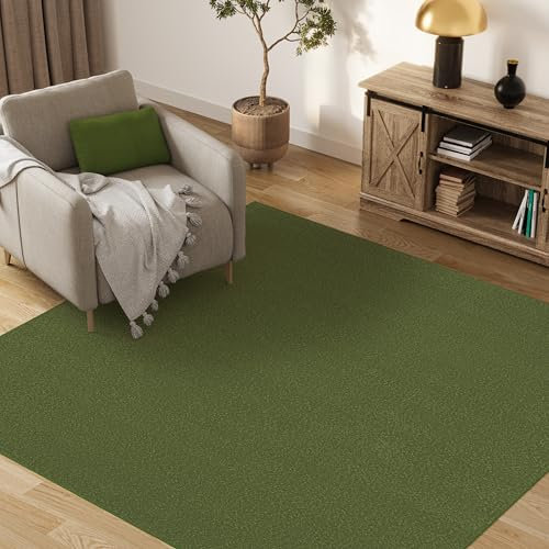 TAPISO Mono Quadrat Teppich Kurzflor Indoor Outdoor UV-beständig Grün Khaki Einfarbig Wohnzimmer Schlafzimmer Kinderzimmer Modern ÖKO-TEX 160 x 160 cm
