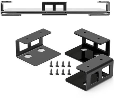 Niciksty Under Desk Laptop Mount with Screw, Metal Under Desk Shelf Holder for Laptop, Mac Mini, MacBook, Keyboard for Devices Less Than 3.5cm Thick (Black)