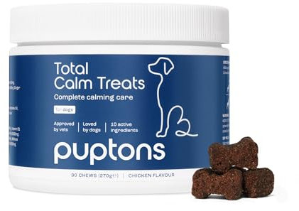 Total Calming Treats for Dogs | Dog Anxiety Relief | Calming Supplement for Dogs | Reduces Anxiety, Stress, Aggression & Barking | Passion Flower, Ashwagandha and L-Tryptophan (90 Treats)
