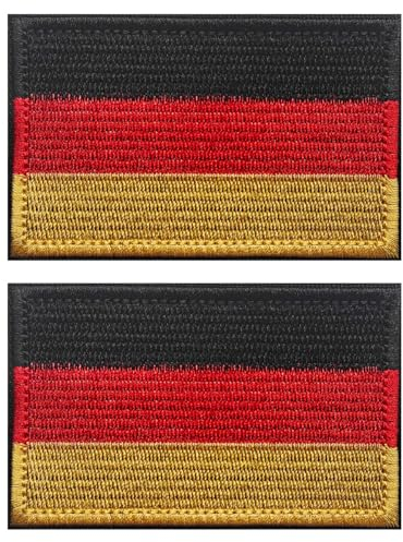 ZESION 2PCS deutsche Flagge Patches Set, taktische Flagge Patches volle Stickerei militärische Patch für Mützen Taschen Westen militärische Uniform