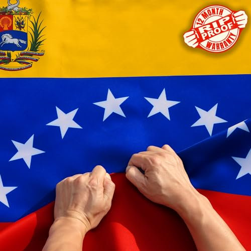 Anley Bandera de Venezuela de 8 estrellas de 3 capas, de doble cara, a prueba de desgarros, 3x5 pies, las banderas más fuertes y duraderas de la República Bolivariana de Venezuela