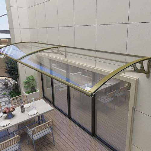 Vordach Haustür,Transparent Haustürvordach aus Aluminium und Polycarbonat Schutz Gegen Regen und Uv-Strahlen,Türvordach Haustürdach Pultvordach,Türdach Pultbogenvordach (120x260cm/47x102)