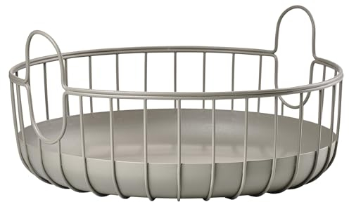Zone Denmark Inu Korb aus, Kleiner Korb mit Henkel/Handgriffe, Aufbewahrungskorb Metall für Badezimmer, Küche, Tisch, Hübscher Metallkorb, Durchm. 38 cm, Höhe18 cm, Taupe