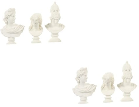 Cabilock 6 Stück Athena-Statue Athena-Büste Figur Römische Büste Statue Gipsskulptur Charakterstatue Dekoration Dekorativ Griechische Skulpturen Griechische Statue Harz Kleiner