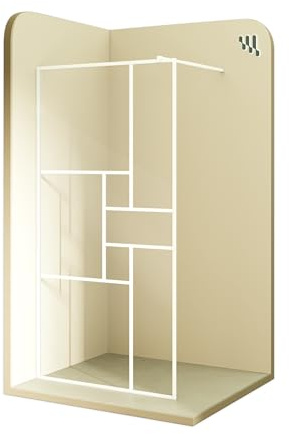 MOMENTS OF GLASS Duschabtrennung Walk In Gianna-R 100x200 cm Duschwand Dusche 8mm STARK aus DURCHSICHTIGEM NANO ESG Sicherheitsglas, Rahmen aus weißem Aluminium und Stabilisationsstange in Weiß