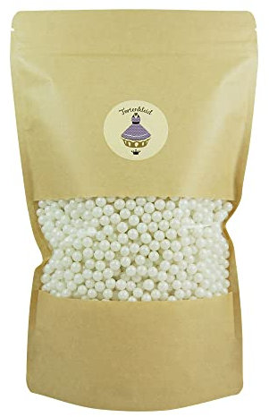Zuckerpapier24® Tortenkleid® Zuckerperlen 7mm PERLMUTT, Tortendekoration, Backzubehör, essbare Zuckerperlen; 100g Packung [04133100]