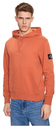 Calvin Klein Herren Hoodie Badge mit Kapuze, Orange (Aragon), M