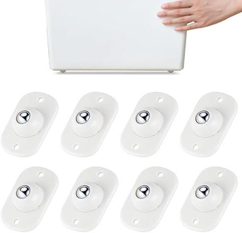 Selbstklebende Mini-Rollen, Kugelrollen für Küchengeräte, 360° schwenkbare Universalrad-Rollen, klebende Rolle für DIY, Mülleimer, Aufbewahrungsbox, Kleingeräte (8, weiß)