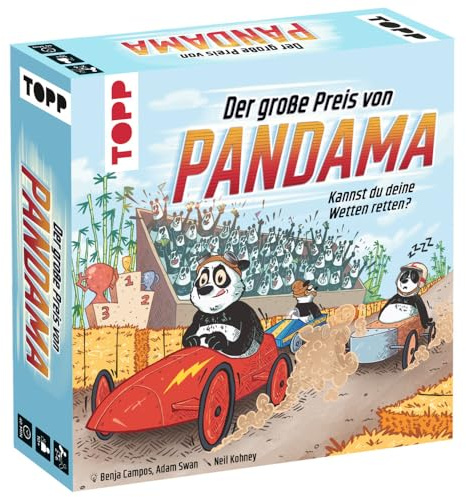 Der große Preis von Pandama – Kannst du deine Wetten retten? Bluffen, Taktieren und Manipulieren für den richtigen Platz auf dem Treppchen. 2–6 Personen | Ab 10 Jahren | 40 Minuten