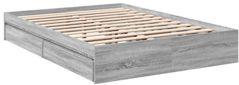vidaXL Bettgestell, Bett mit Schubladen für Schlafzimmer, Bettrahmen mit Lattenrost, Schlafzimmerbett Doppelbett, Grau Sonoma 120x200cm Holzwerkstoff