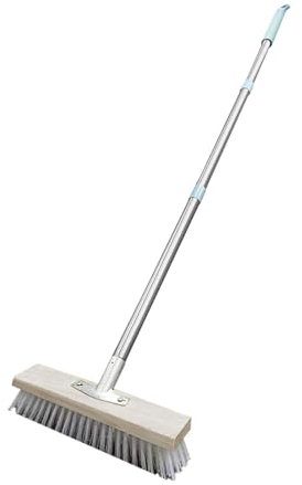 Scopa in filo di acciaio inossidabile con manico lungo, spazzola per pavimenti resistente Spazzola con setole metalliche rigide, spazzola per pavimenti esterni per patio, piscina, giardino